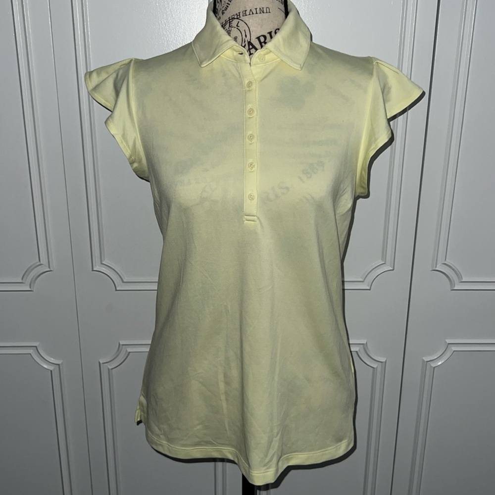 Walter Hagen Women's Clubhouse Flutter Sleeve Lemon Sorbet Polo